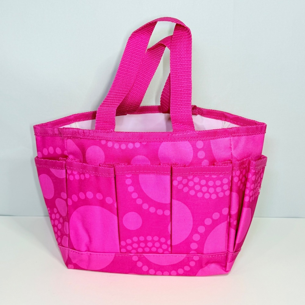 Thirty-One Littles Carry-All Caddy Pink Geometric Circle Utility Tote Bag